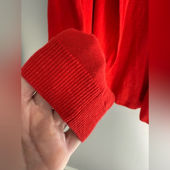 Talbots Womens Cardigan M Red Open Front Linen Blend Long Sleeve Lightweight - Picture 5 of 7